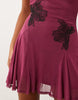 Mesh Mini Dress With Floral Applique Details In Plum