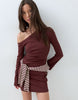Cotton Asym Rib Mini Dress In Chocolate