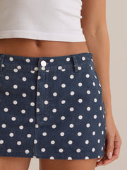 Cate Polka Dot Denim Mini Skort