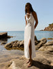 Bershka Halter Midi Dress With Linen In White