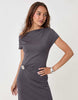 Threadbare Off Shoulder Draped Jersey Maxi Dress In Charcoal Grey