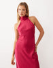 Mango High Neck Satin Sleeveless Maxi Dress In Deep Pink