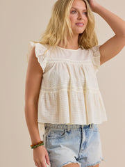 Aubrey Flutter Sleeve Textured Top