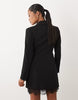 Forever New Petite V Neck Tailored Blazer Lace Detail Mini Dress In Black
