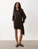 Long Sleeve Draped Waist Dress In Brown