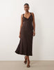 Bardot Lace Sweetheart Neck Sleeveless Midi Dress In Chocolate