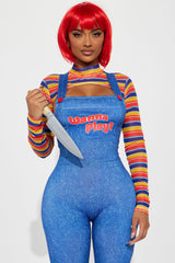Wanna Play Evil Doll Jumpsuit 4 Piece Costume Set