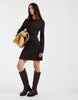 Vero Moda Long Sleeve Boat Neck Knitted Mini Dress In Chocolate Brown