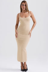 beige soft fluffy knit maxi dress - sale