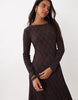 Mango Plisse Long Sleeve Midi Dress In Brown Diamond Print
