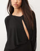 Mesh Mini Dress With Blouson Sleeve And Cut Out In Black