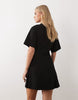 Petite Cinched Seam Detail Mini Dress In Black