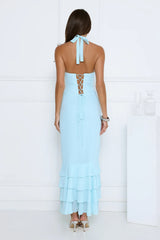 The Cool Standard Halter Maxi Dress Blue