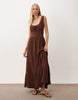 Miss Selfridge Shirred Detail Maxi Dress In Chocolate