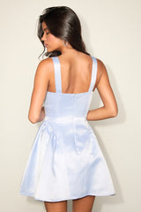 Adorable Promise Light Blue Satin Sleeveless Mini Dress
