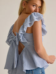 Kim Stripe Ruffle Top
