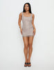 Princess Polly Epiphanies Sequin Net Overlay Mini Dress In Beige