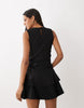 New Look Pinstripe Ruched Side Mini Dress In Black
