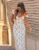 Bershka Lace Crinkle Midi Dress In Ecru