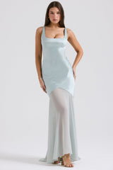 pistachio chiffon floor length gown