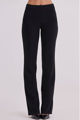 black straight leg trousers