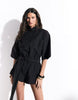 High Neck Short Sleeve Techy Playsuit In Black