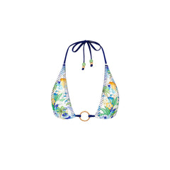 Lace Stitch Ring Halter Bikini Top - Blue Crush