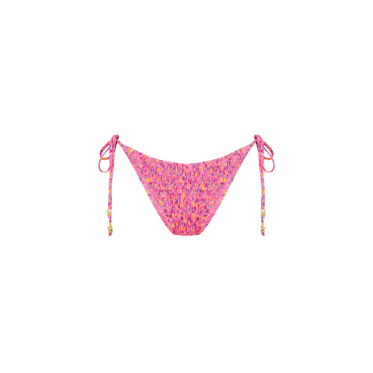 Shirred Dipped Cheeky Tie Bikini Bottom - Gelato Bloom