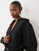 Noughts & Kisses Plunge Neck Collared Balloon Sleeve Gold Belted Mini Dress In Black