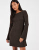 Only Petite Boatneck Knitted Mini Skater Dress In Brown
