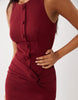 Button Down Structured Maxi Dress In Wine