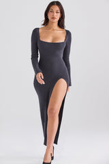 charcoal cashmere knit maxi dress - sale