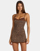 Oh Polly Modal Lace Trim Peekaboo Cami Mini Dress In Leopard