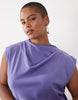 Curve High Neck Pleated Bodice Midi Dress In Lavender