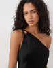 Mango Satin One Shoulder Midi Dress In Black