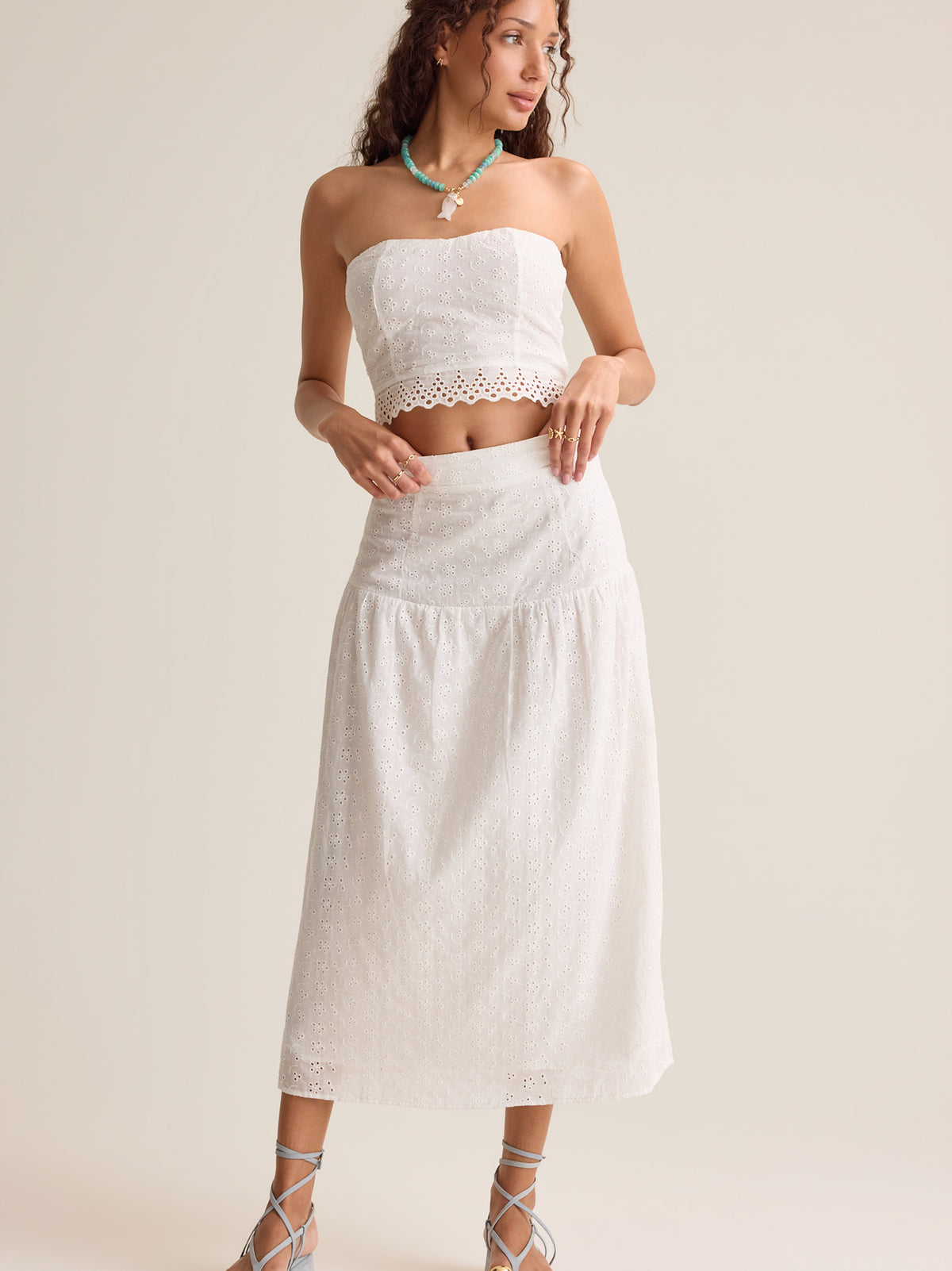 Hayes Eyelet Midi Skirt