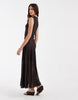 Object Lace Detail Layered Sheer Maxi Dress In Chocolate Plum