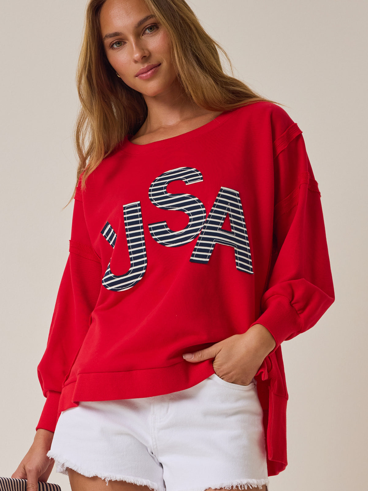 USA Striped Applique Sweatshirt