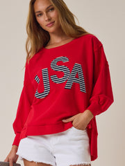 USA Striped Applique Sweatshirt