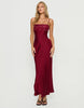 Princess Polly Engracia Satin Sequin & Bead Detail Cami Square Neck Maxi Dress In Burgundy