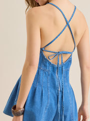 Nichole Denim Halter Romper