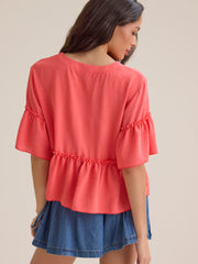 Jackie Ruffle Sleeve Top