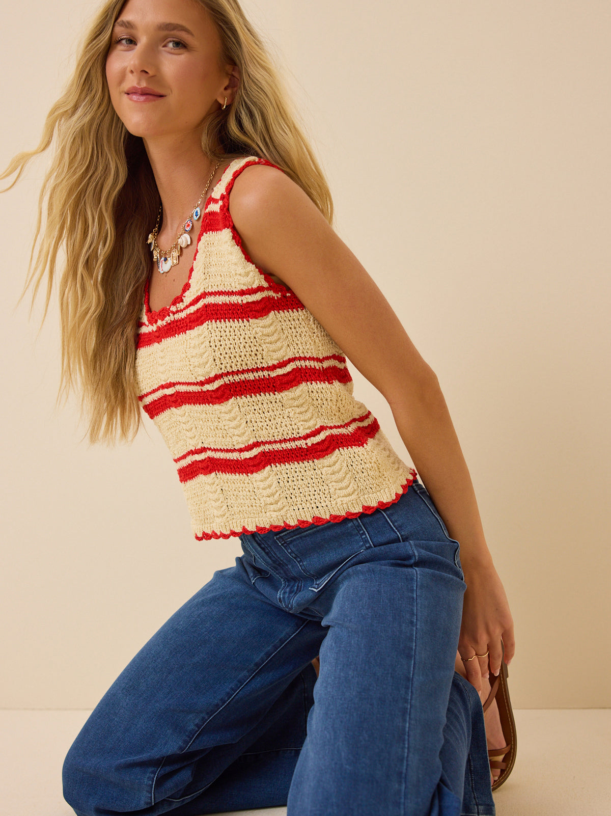 Regan Striped Crochet Tank