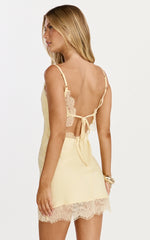 Kyra Mini Dress - Lace Bust And Hem Detail Slip Dress in Lemon