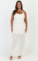 Benny Maxi Dress - Halter Neck Backless Bodycon Dress in Off White