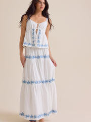 Addy Tie Front Embroidered Tank