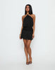 Princess Polly Rozario Chiffon Metallic Thread Halterneck Overlay Detail Mini Dress In Black