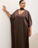 Pretty Lavish Curve Satin Choker Detail Full Maxi Dress In Chocolate