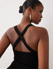 Crinkle Built Up Cross Back Midi Dress In Black