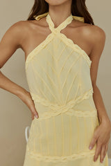 Tropical Dreamer Halter Maxi Dress Yellow